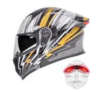 Frcychri Flip-Up Integral Modulable Casque Moto - Homologué ECE 22.06, Flip-Up Anti-Buée Double Visière, Ventilation Efficace, Feu Arrière LED, pour Adultes Hommes Femmes Cyclomoteur C,Large