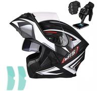 Frcychri Homologué ECE 22.06 Casque Integral Flip Up Casque Modulaire Moto avec Double Visière Ventilation, pour Adultes Hommes Femmes Cyclomoteur K,2X-Large