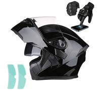 Frcychri Homologué ECE 22.06 Casque Integral Flip Up Casque Modulaire Moto avec Double Visière Ventilation, pour Adultes Hommes Femmes Cyclomoteur L,Medium