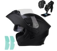 Frcychri Homologué ECE 22.06 Casque Integral Flip Up Casque Modulaire Moto avec Double Visière Ventilation, pour Adultes Hommes Femmes Cyclomoteur M,Large