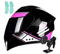 Frcychri Homologué ECE 22.06 Casque Integral Flip Up Casque Modulaire Moto avec Double Visière Ventilation, pour Adultes Hommes Femmes Cyclomoteur P,X-Large