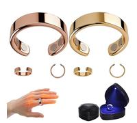 Frcychri Lot 2 Bagues Magnétiques Cuivre Pur Femmes Ménopause Anti-Ronflement Réglable Imperméable Soulage Stress Bouffées Chaleur Améliore Sommeil Cadeau Anniversaire Fête des Mères L,2Pack