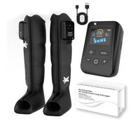 Frcychri Massage Jambes avec Chaleur Et Pressothérapie, Compression Masseur Cuisses Genous Mollets Pieds, 5 Modes, 5 Intensité, pour Circulation Sanguine, Compression/Shiatsu/Pétrissage Black