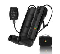 Frcychri Masseur Jambes Pressothérapie, Compression/Shiatsu/Pétrissage, 6 Modes, 5 Intensités, Masseur Jambes avec Compression d'air Et Chaleur, pour Circulation Et La Relaxation L'œdème Black