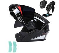 Frcychri Modulable Casque Moto Flip Up Casque Adulte Moto avec Double Visière Casque Scooter Casque Integral Modulable pour Homme Femme Dot ECER22-06 C,Large