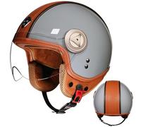 Frcychri Vintage Casque Ouvert 3/4, Jet avec Visière Casques Bols Casque, Approuvé Dot/ECE, Casque Mobylette Moto Bols Scooter pour Adulte Femme Homme C,X-Large