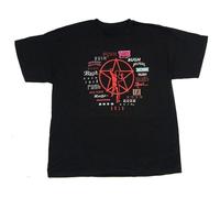 FRDE265wdx HALENS Rush All The Logos Evolution Front Print Black T Shirt Band Black 3XL