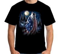 FRDE265wdx Howling American Wolf USA America US Native A20969 Mens T-Shirt Men Black M