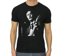 FRDE265wdx IIR Georges Brassens T-Shirt Chanteur Francais Cotton Black Guitare Black 3XL