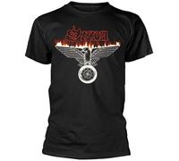 FRDE265wdx IIR Saxon 'Burning Wheels of Steel' (Black) T-Shirt Black XXL