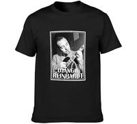FRDE265wdx Jazz Legend Django Reinhardt Cotton T Shirt Black M