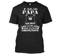 FRDE265wdx Je suis Un Papa Ours Plus Grognon - comme Normal mais en Standard T-Shirt Black S