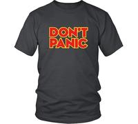 FRDE265wdx NID HSJW Simple Don't Panic Hitchhiker's Guide to The Galaxy Tshirt Black M