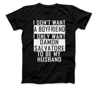 FRDE265wdx Past Damon Salvatore is My Boyfriend T Shirt Black M