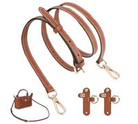 Frdelma Bandoulière pour Sac Longchamp,Bandoulière pour mini sac Longchamp marron avec 2 adaptateurs de bandoulière bandoulière de rechange en cuir (1.2CM)