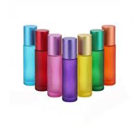 Frdelma Flacons roll-on en verre de 10 ml, lot de flacons roll-on vides colorés on vides de 10 ml pour huiles essentielles, parfums, mélanges d'aromathérapie, gloss à lèvres (7 couleurs)
