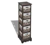 Frdhee Armoire Chambre Adulte, Étagère de Rangement en Bois 5 paniers en Tissage Marron, Penderie Vetement Dressing pour Cuisine, Garage, Atelier