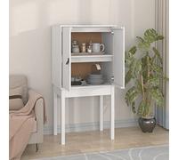 Frdhee Armoire de bar - Meuble bas de cuisine - Buffet haut - Blanc - 60 x 40 x 120 cm - En pin massif - Pour cuisine, salon, couloir et salle à manger