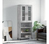 Frdhee Armoire de commode pour chambre à coucher, buffet, buffet, meuble haut, gris béton, 69,5 x 34 x 180 cm, en matériau dérivé du bois, pour salon et salle à manger, facile à entretenir, peut être