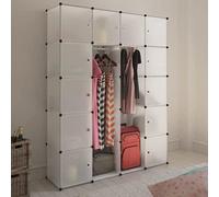 Frdhee Armoire de couloir - Armoire modulaire avec 14 compartiments - Blanc - 37 x 146 x 180,5 cm - Armoire pour maison, couloir, bureau ou chambre à coucher