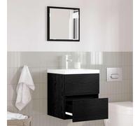 Frdhee Armoire de salle de bain, buffet, meuble de salle de bain, noir, aspect chêne, 41 x 38,5 x 45 cm, armoire ménagère pour salle de bain, vestiaire, WC d'invités