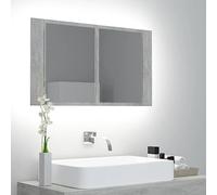 Frdhee Armoire de salle de bain étroite - Meuble bas de salle de bain - Meuble sous lavabo - LED - Miroir - Gris béton - 80 x 12 x 45 cm - Acrylique - Pour chambre d'hôtel, maison d'hôtes, style