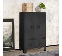 Frdhee Armoire Porte Coulissante,Garde-Robe Industrielle Anthracite 67x35x107 cm Acier,Colonne de Rangement pour Chambre, Bureau