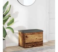 Frdhee Banc à chaussures avec assise, banc avec espace de rangement, aspect bois vieilli, 62 x 42 x 45 cm, pour chambre à coucher, salle d'essai