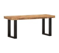 Frdhee Banc de salle à manger - 110 cm - Bois massif de manguier brut et acier - Pour chambre à coucher, salle d'essai