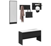 Frdhee Banc de salle à manger, 4 pièces, ensemble de garde-robe, en bois noir, pour salon, chambre à coucher, dortoir