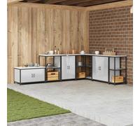 Frdhee Bloc de cuisine sur pied, étagère de rangement avec étagère de rangement en acier inoxydable argenté, convient pour la cuisine encastrée, emballage compact et montage facile