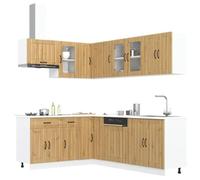 Frdhee Bloc de rangement, 11 pièces, en chêne artisanal, convient pour la cuisine encastrée, emballage compact et montage facile