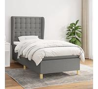 Frdhee Cadre de lit double futon, lit à sommier tapissier avec matelas gris foncé, 100 x 200 cm, en tissu, pour adultes et adolescents, emballage compact, montage facile