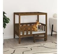 Frdhee Canapé pour chien, lit pour chiens de taille moyenne, marron miel, 95,5 x 73,5 x 90 cm, en bois de pin massif, lavable, antidérapant