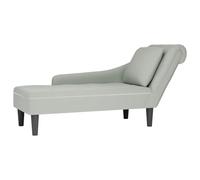 Frdhee Chaise longue de salon avec coussin et accoudoir droit en velours gris clair - Pour salon, chambre à coucher, home cinéma, chambre d'amis