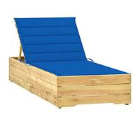 Frdhee Chaise longue flottante - Chaise longue de camping avec coussin bleu roi en bois de pin imprégné - Chaise longue de plage pour jardin, piscine, terrasse - Large application