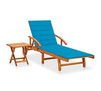 Frdhee Chaise longue flottante, chaise longue de camping, chaise longue avec table et coussin en bois d'acacia massif, chaise longue de camping pour balcon, jardin, plage, large application