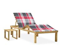 Frdhee Chaise longue flottante, chaise longue de jardin, avec table et coussin en pin imprégné, convient pour le jardin, les bains de soleil, le bureau, facile à monter
