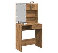 Frdhee Coiffeuse de maquillage avec lampes LED - Chêne artisan - 74,5 x 40 x 141 cm - Pour chambre à coucher - Design moderne - Facile à entretenir