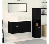 Frdhee Ensemble de 4 meubles de salle de bain avec tiroirs, aspect chêne noir, pour l'entretien et les accessoires de salle de bain, peut être installé rapidement, beaucoup d'espace de rangement