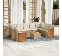 Frdhee Ensemble de meubles de jardin salon de jardin 10 pièces avec coussin Beige Meuble d'extérieur en polyrotin pour balcon, intérieur et extérieur, terrasse, arrière-cour