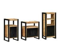 Frdhee Ensemble de meubles de salle de bain modernes avec étagère - 3 pièces - Marron - Bois massif de mangue - Pour petites salles de bain - Peut être installé rapidement - Beaucoup d'espace de