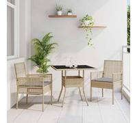 Frdhee Ensemble de salon de jardin, 3 pièces, en polyrotin, beige, pour terrasse, balcon, jardin, peut être assemblé rapidement