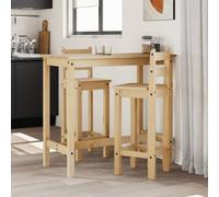 Frdhee Ensemble de table à manger 3 pièces en pin massif et coin repas complet pour salle à manger, cuisine, salon, café