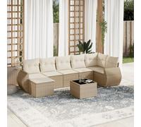Frdhee Ensemble salon de jardin terrasse 8 pièces avec coussins beige en polyrotin synthétique pour cours, terrasses, balcons, bords de piscine