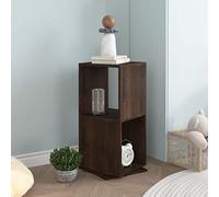 Frdhee Étagère de salle de bain, de bureau, indépendante, rotative, chêne fumé, 34,5 x 34,5 x 75,5 cm, matériau du bois pour la décoration, les photos, les plantes, le séparateur de pièce