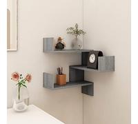Frdhee Étagère murale étroite - Étagère d'angle - Gris - 40 x 40 x 50 cm - En bois - Étagère murale flottante pour salon, chambre à coucher, chambre d'enfant, cuisine et mur de salle de bain
