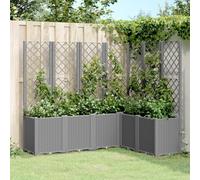 Frdhee Grand pot de fleurs d'extérieur avec treillis gris clair 160 x 120 x 140 cm PP pour jardin, terrasse, balcon et pièces à vivre