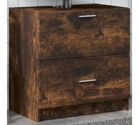 Frdhee Lavabo avec meuble bas - Armoire miroir - Meuble de lavabo - Chêne fumé - 59 x 37 x 59 cm - Matériau dérivé du bois - Pour l'entretien et les ustensiles de salle de bain - Peut être assemblé