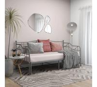 Frdhee Lit de sol, lit double, lit gigogne en métal, gris, 90 x 200 cm, style industriel, montage facile
